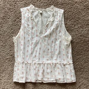 J. Crew Factory Babydoll Tank Top Pink Polka Dots White Women’s Size Small